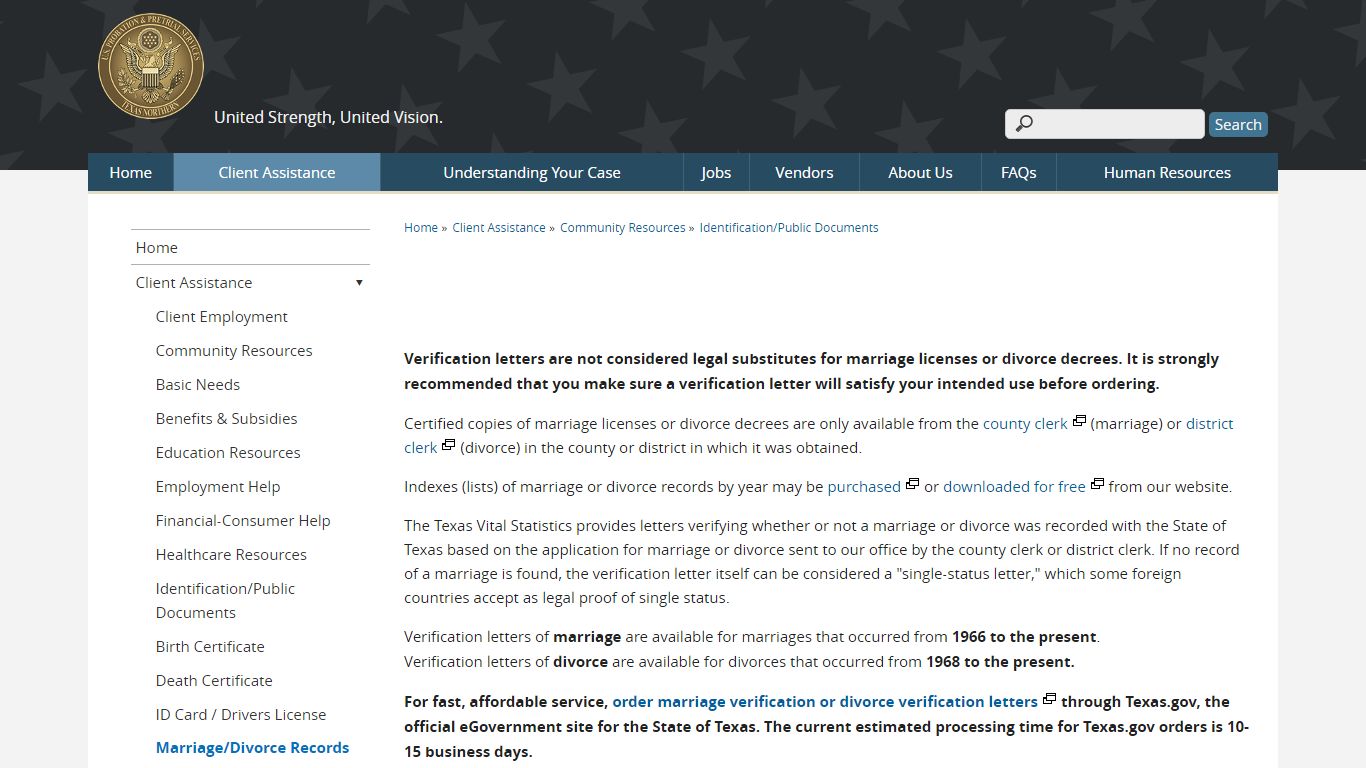 Marriage/Divorce Records | Northern District of Texas